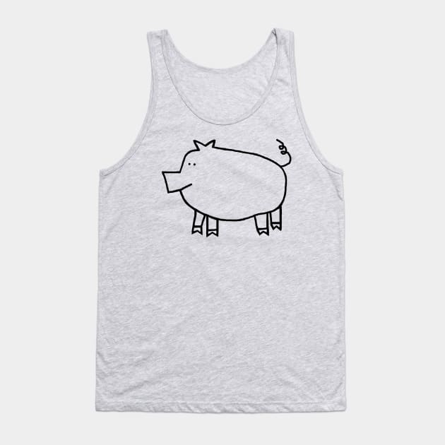 Pig Minimal Line Drawing Tank Top by ellenhenryart